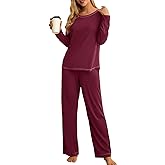 PrinStory Women's Pajama Set 2025 Lounge Sets Long Sleeve Sleepwear Soft 2 Piece Pjs with Pockets