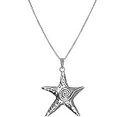 IQIC Starfish Necklace for Women Gold Star Swirl Pendant Necklace Summer Beach Ocean Shell Necklace Starfish Seashell Charm Necklace Trendy Vacation Star Jewelry