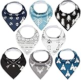 Baby Bandana Drool Bibs for Teething Newborns and Toddlers (8 Pack), Unisex Dribble Scarf for Boys & Girls, Organic Cotton and Waterproof Polyester Back, Ultra Absorbent and Hypoallergenic by Kiidbe