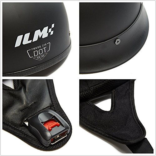 ILM Open Face Motorcycle Helmet Quick Release Skid Lid Skull Cap Half