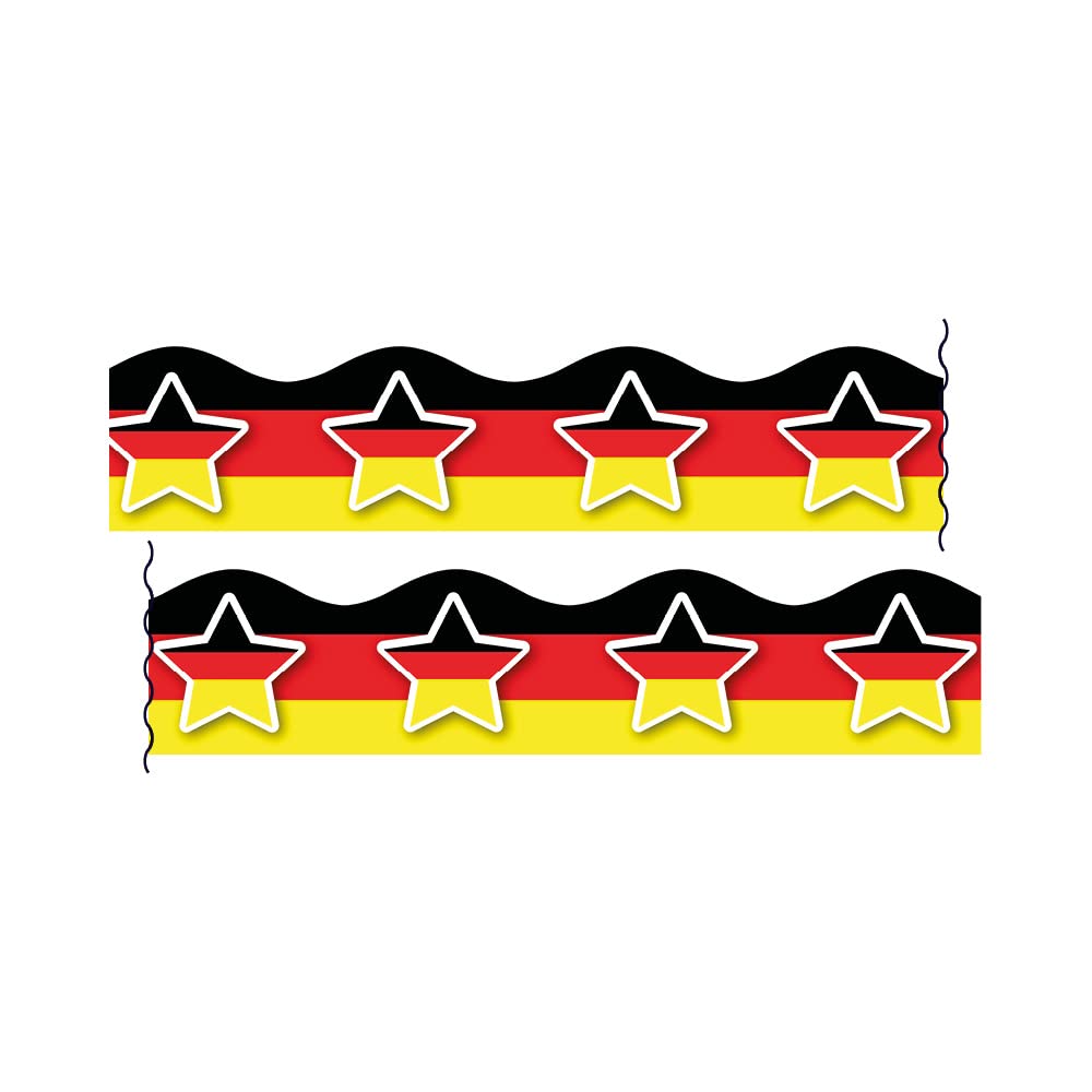 Red, Yellow and Black Stars German Display Borders Classroom Trimmers