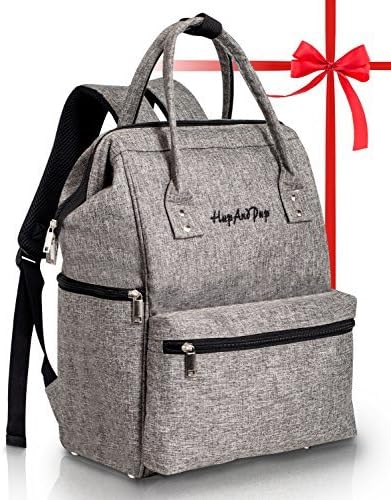Baby Diaper Bag Backpack Organizer - Multi-Function Designer - Wide Open Tote Bag for Mom Dad Boys & Girls - Insulated Pocket for Bottle Storage - Changing Pad - Waterproof - Gray