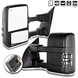 SCITOO Towing Mirrors, fit Ford Exterior Accessories Mirrors fit Ford F250 F350 F450 F550 Super Duty 2003-2007 Signal Power Controlling Heated Convex Glass Manual Folding Telescoping (Pair)