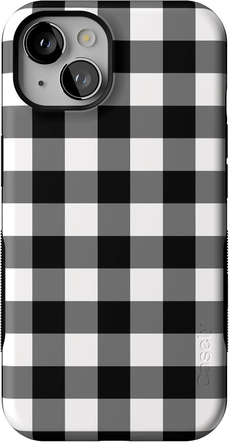 Casely iPhone 13 Case | Compatible with MagSafe | Check Me Out | Checkerboard Black & White Checkered Pattern Case Image
