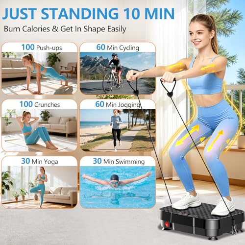 Vibration Plate Exercise Machine Vibration Plate for Lymphatic Drainage Weight Loss,Muscle Activation Fat Burner for Women Men