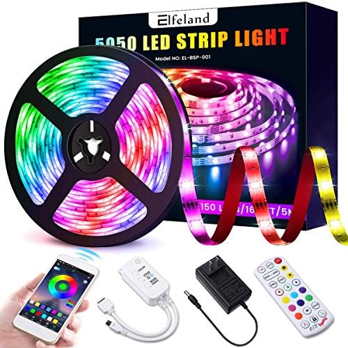 Elfeland LED Strip Lights 16.4ft LED Light Strip SMD5050 RGB Tape