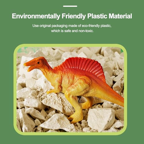 Dinosaur Egg Dig Kit Toys, DMG Large Fossil Excavation Set with 12 PCS 2.5 Inch Dinosaurs, Medical Grade Plaster & Eco Plastic Tools, Adventure Map Board Game for Kids Archaeology Play