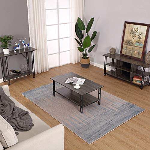 Bizzoelife Entertainment Center TV Stand Console Table 54 Inches Industrial Media Stand 3-Tier with Open Storage Shelf, Rustic