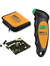 Universal Tire Diagnostic Tool Kit - Digital Tire Pressure Gauge 150 PSI (4 Measurement Settings), Tire Tread Depth Gauge, Tire Deflator and Additional Car Tools - by AllTools