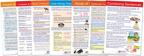 NewPath Learning Usage: Sentences & Grammar Rules Bulletin Board Charts, Set/7 - Laminated, Double-Sided, Full-Color, 12" x 18" (92-4502)