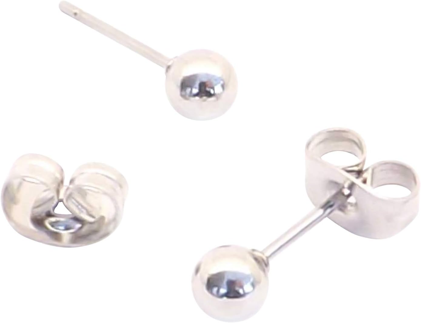 3mm Silver Plain Ball Surgical Steel Stud Earrings (Fits Standard Ear Piercing)