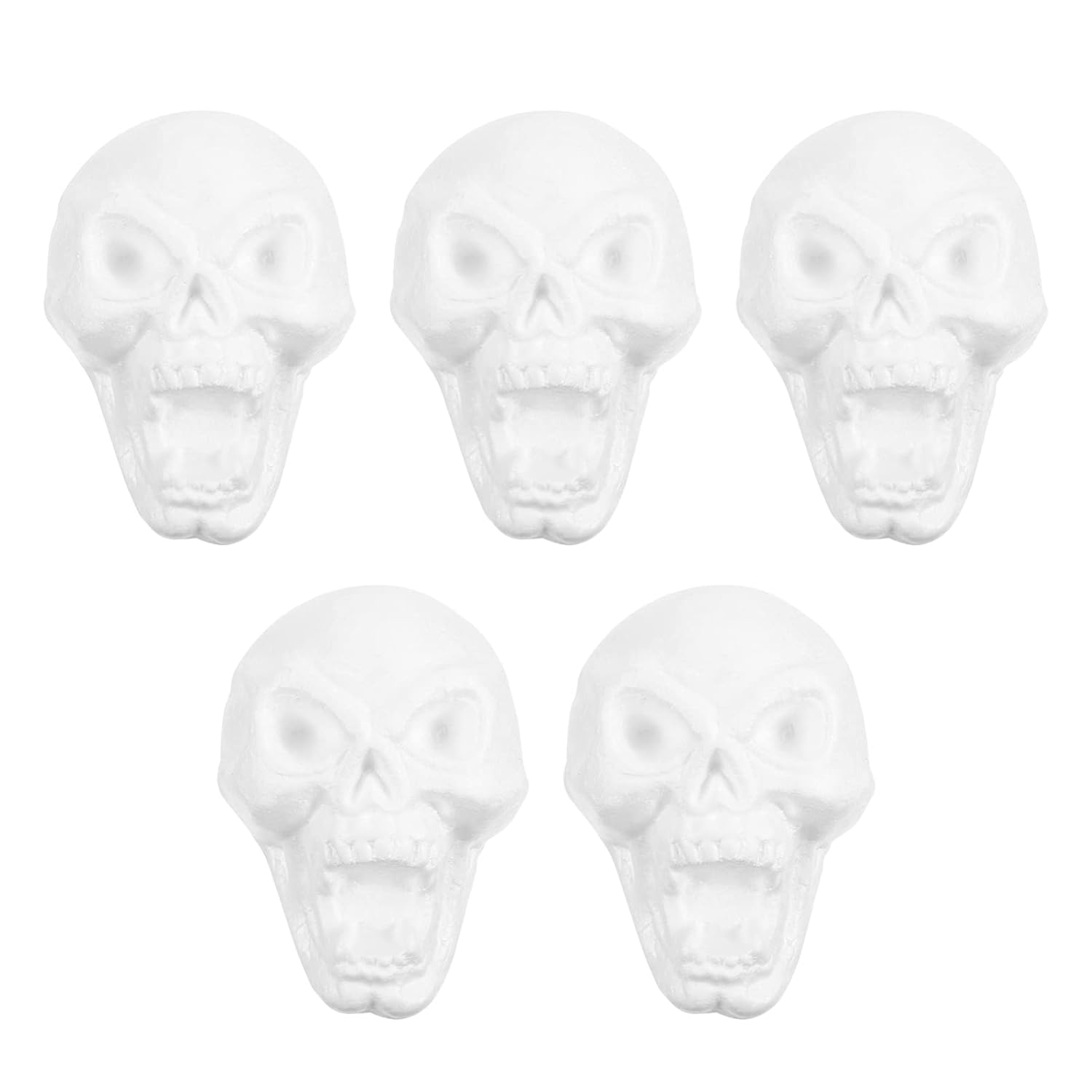 ARTIBETTER 5pcs Styrofoam Foam Skulls Craft White Foam Handmade Skull