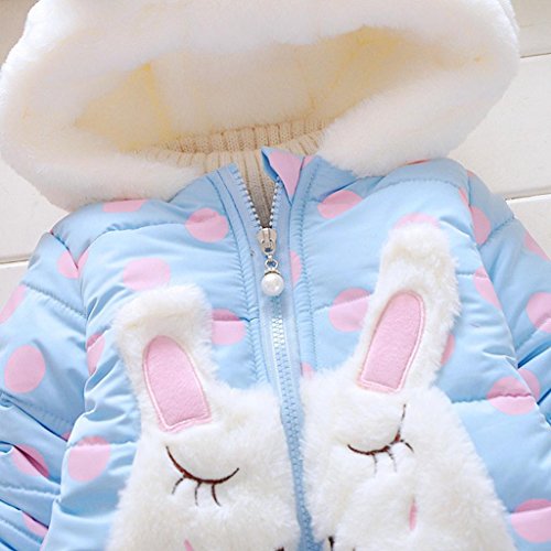 WensLTD Toddler Girls Cute Rabbit Ear Coat Winter Warm Fur Coat Cloak Overcoat Hoodies (6M, Blue)