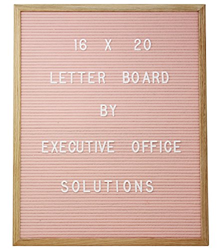 16 X 20 Changeable Letter Board - Pink Felt with Solid Oak Frame, Wall Mount, Canvas Bag, and 290 Characters - by Executive Office Solutions