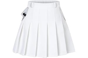 SANGTREE Women Girls Pleated Skirts with Shorts, Elastic Waist Uniform Plus Size Tennis Casual Skirt, 2 Years - US 4XL