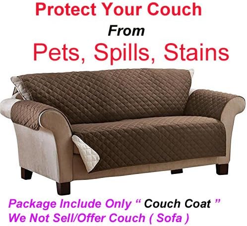 Glive's Reversible Couch Cover for Dogs, Kids, Pets - Sofa Slipcover Set Furniture Protector