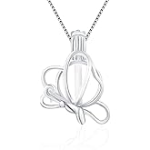LGSY 925 Sterling Silver Flying Butterfly Cage Pendants for Pearl, Cages for DIY Jewelry Making