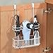 mDesign Steel Over Cabinet Door Hair Care, Hot Styling Tool Organizer Storage Basket for Hair Dryer, Flat Irons, Curling Wands, Straighteners, Space Saving, 3 Sections, Concerto Collection - White