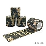 Marsway 4 Rolls Outdoor Multi-functional Camo Tape 15' Length x 2