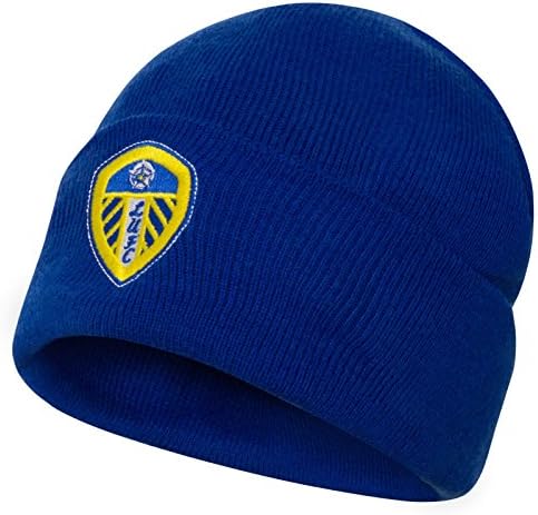 Leeds United AFC Official Soccer Gift Adults Knitted Bronx Beanie Hat Royal