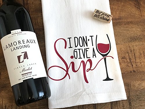 Funny Kitchen Towel - Wine Bar Gift - I Dont Give a Sip - White Wine