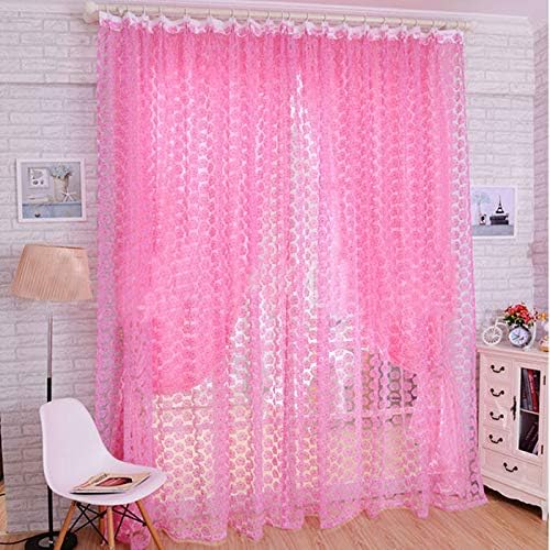 Gaddrt® 1 Panel Window Curtain Fashion Rose Tulle Window Screens Door Balcony Curtain Panel Sheer 200x100cm (Pink)