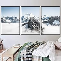 3 Piece Framed Canvas Wall Art Snow Mountain Landscape Canvas Prints Home Artwork Decoration for Living Room,Bedroom - 16