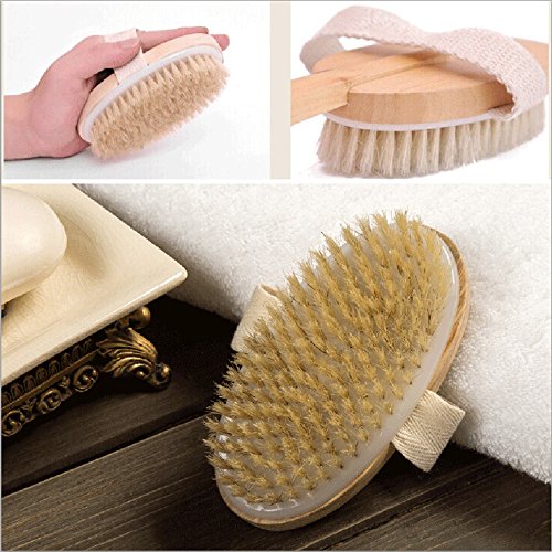 image for Kidirt Bathroom Wooden Long Handle Brush, Bath Brush Scrub Body Cleani