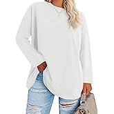 Fisoew Women's Plus Size Tops Long Sleeve Crew Neck Oversized T Shirts Loose Casual Tunics