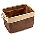 EZOWare Set of 3 Large Canvas Fabric Tweed Storage Organizer Cube Set W/Handles for Nursery Kids Toddlers Home and Office - 15 L x 10.5 W x 9.4 H -Brown/Beige