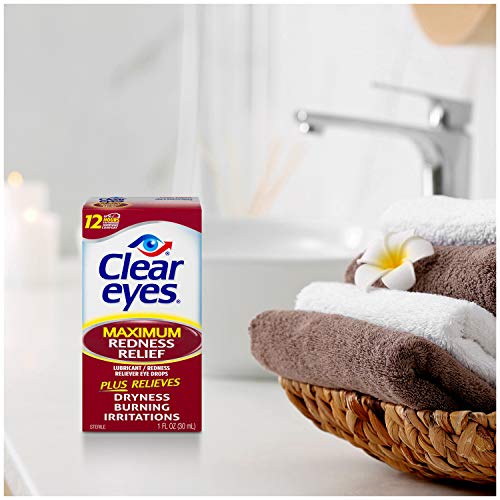 Clear Eyes Maximum Strength Redness Relief Eye Drops, Red Eye Relief, 1