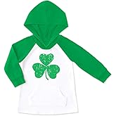 BesserBay Unisex Kids St Patrick's Clover Raglan Hoodie Kangaroo Pocket Sweatshirt 1-10 Years