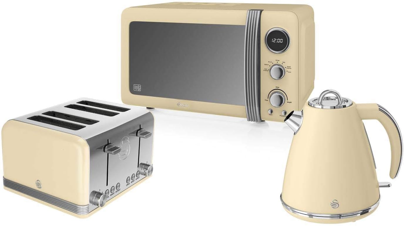 Retro Kitchen Pack by Swan Digital Microwave 800w 20L, Jug Kettle 1