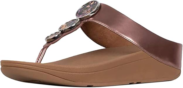 Amazon.com | FitFlop Women's Halo Flowercrush Rose Gold Flip Flop 8 M US | Flip-Flops