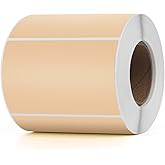 YIKIADA Khaki Direct Thermal Labels Vinyl 3 × 2 Inch Self-Adhesive Rectangle Stickers Roll Waterproof Printer Decals Name Tag for QR Code DIY Office Address 500 PCS