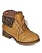 REFRESH Women Leatherette Sweater Knit Fold Down Fur Trim Combat Bootie BH47 - Tan (Size: 8.5)