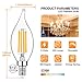 E12 LED Candelabra Bulb 60W Equivalent Dimmable LED Chandelier Light Bulbs 6W, 2700K Warm White, 600LM CA11 Flame Tip Vintage LED Filament Candle Bulb with Decorative Candelabra Base, 12-Pack