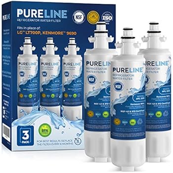 Kenmore 9690 & LG LT700P Certified Water Filter. Compatible LG and Kenmore Models: LG LT700P, Kenmore 9690, Kenmoreclear 46-9690, Kenmore Elite 795, LG ADQ36006101, & HDX FML-3 .- PURELINE (3 Pack)