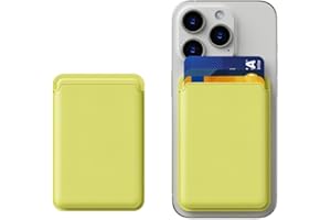 KPNEOL for Magsafe Wallet, Magnetic Phone Wallet Leather Mag-safe Wallet RFID, Magnetic 3 Wallet Card Holder For iPhone 15/14/13/12 Series, Yellow