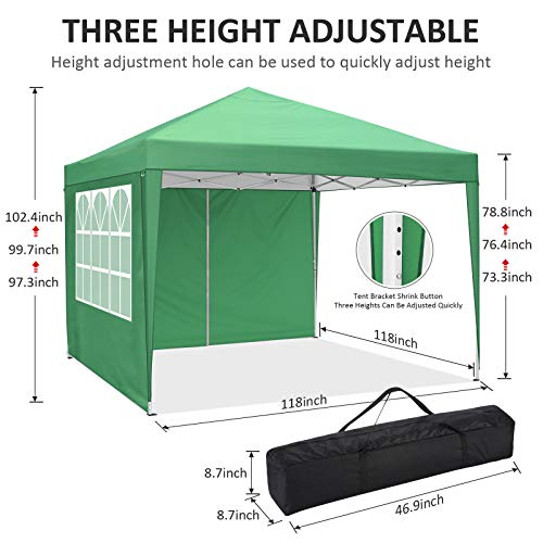 cobizi Faltpavillon 3x3m Pavillon Wasserdicht Faltbar Partyzelt mit 4 Seitenwände, Pop-Up Gartenpavillon Event Zelt… – Bild 3