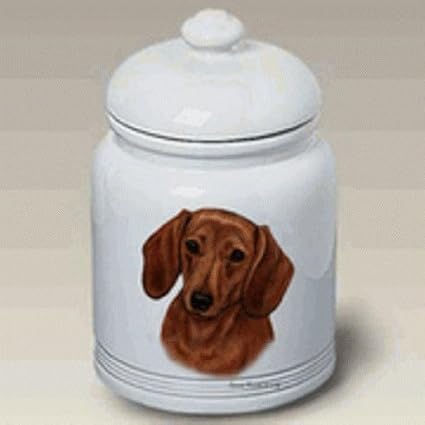 Pet Supplies Dachshund Shorthaired Red Ceramic Treat Jar 10