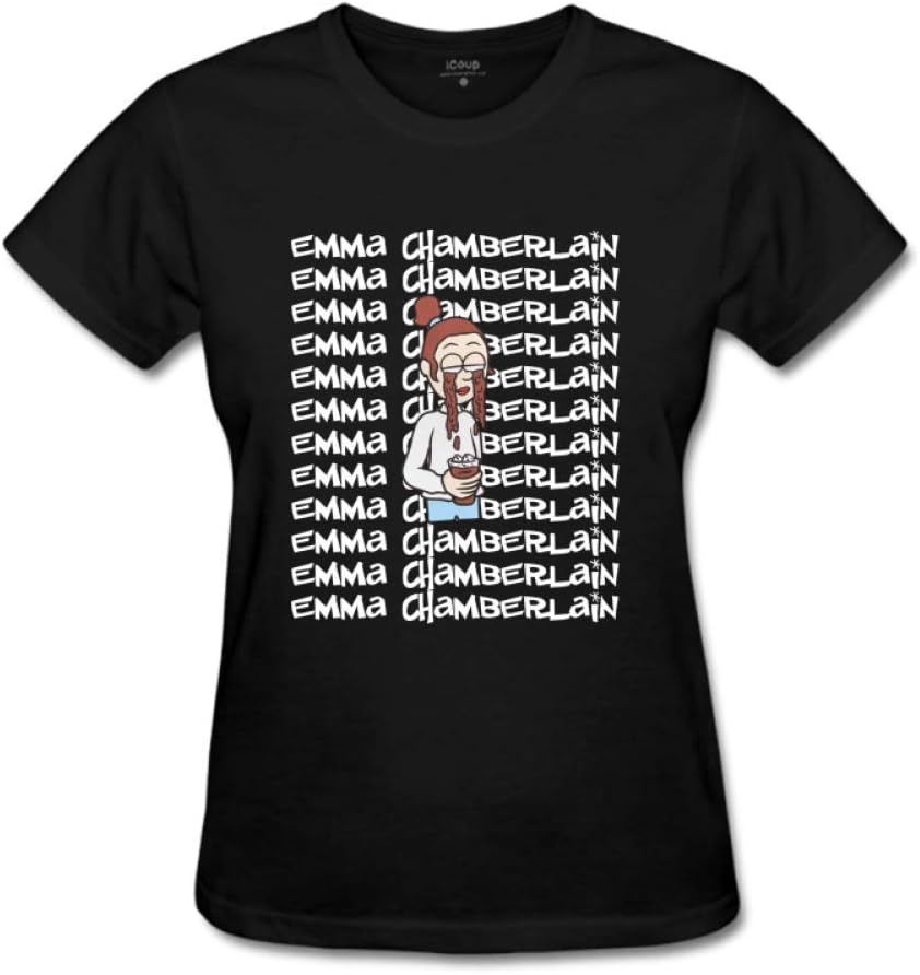 Womens Emma Chamberlain Background Coffee Slime Short Sleeve Crewneck 100% Cotton T-Shirt