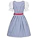 Gaudi-leathers Traditional Women's German Dirndl Dress 3 Pieces Checkered, Costumes for Bavarian Oktoberfest, Carnival or Halloween, blue with red apron 40