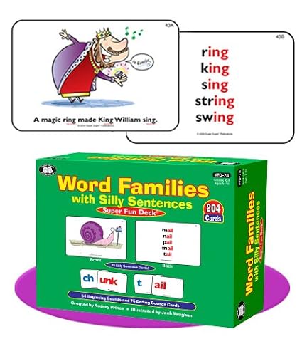 Super Duper Publications Word Families With Silly Sentences Fun Deck Flash Cards Educational Learning Resource For Children - 