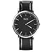BaIDI Men's Wrist Watch Quartz Wristwatch with Genuine Leather Strap Analog Watches for Men (Black)