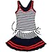 Vkenis Striped Two-Piece Suits Navy Style Swimsuit for Girls 8-14 Years Old (M(10-14 years old ))