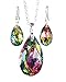 The Paragon Rainbow Teardrop Jewelry Set - Faceted Aurora Borealis Necklace and Earrings