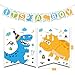 WERNNSAI Dinosaur Party Decoration Kit - Baby Shower Party Supplies for Boys Including “It's A Boy” Banner Latex Balloons Paper Pom Poms Ribbons Artificial Monstera Leaves 43PCS