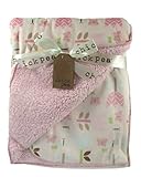 Chick Pea Baby Ivory Tulips Soft Mink Printed Blanket with Sherpa Backing
