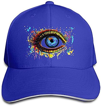 DRAZINESS TIDE Right Color Mode Eye falt Hat Hip Hop Baseball Cap Sandwich Peaked CapRoyalBlue
